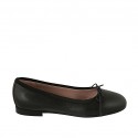Woman's ballerina shoe with bow in black leather heel 1