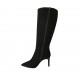 Woman's pointy boot with zipper in black suede heel 8