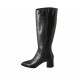 Spitzer Damenstiefel mit Reissverschluss aus schwarzem Leder Absatz 6 - Verfügbare Größen:  31, 32, 33, 34, 42, 43, 44, 45, 46, 47