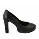 Zapato de salon a punta para mujer en piel negra con plataforma tacon 10 - Tallas disponibles:  31, 32, 33, 34, 42, 43, 44, 45, 46, 47