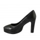 Escarpin à bout pointu pour femmes en cuir noir avec plateforme talon 10 - Pointures disponibles:  31, 32, 33, 34, 42, 43, 44, 45, 46, 47