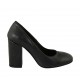Woman's pump with rounded tip in black leather heel 9 - Available sizes:  31, 32, 33, 34, 42, 43, 44, 45, 46, 47