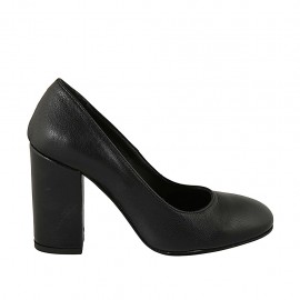 Runder Pumpschuh für Damen aus schwarzem Leder Absatz 9 - Verfügbare Größen:  31, 32, 33, 34, 42, 43, 44, 45, 46, 47