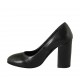 Woman's pump with rounded tip in black leather heel 9 - Available sizes:  31, 32, 33, 34, 42, 43, 44, 45, 46, 47