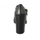 Woman's pump with strap in black leather heel 9