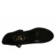 Zapato de salon para mujeres con cinturon salomé en gamuza negra tacon 9 - Tallas disponibles:  31, 32, 33, 34, 42, 43, 44, 45, 46, 47