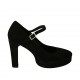 Decolté da donna in camoscio nero con cinturino e plateau tacco 10 - Misure disponibili: 31, 32, 33, 34, 42, 44, 46