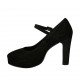 Decolté da donna in camoscio nero con cinturino e plateau tacco 10 - Misure disponibili: 31, 32, 33, 34, 42, 44, 46