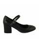 Decolté da donna con cinturino in pelle nera tacco grosso 6 - Misure disponibili: 32, 33, 34, 42, 44, 47