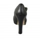 Woman's pointy strap pump with platform in black leather heel 10