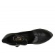 Woman's pointy strap pump with platform in black leather heel 10