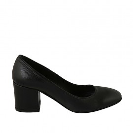 Runder Pumpschuh für Damen aus schwarzem Leder Absatz 6 - Verfügbare Größen:  31, 32, 33, 34, 45, 46, 47