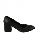 Zapato de salon redondeado para mujer en piel negra tacon 6