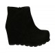 Bottines pour femmes avec plateforme et fermeture éclair en daim noir talon compensé 9 - Pointures disponibles:  31, 33, 34, 42, 43, 44, 45