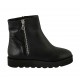 Woman's ankle boot with two zippers in black leather wedge heel 3 - Available sizes:  33, 34, 42, 43, 44, 45, 46