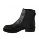 Woman's ankle boot with elastic bands in black leather heel 3