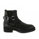 Damenstiefelette mit Gummibändern und Schnalle aus schwarzfarbigem Leder mit Absatz 3 - Verfügbare Größen:  33, 34, 42, 43, 44, 45, 46