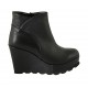 Bottines pour femmes avec plateforme et fermeture éclair en cuir noir talon compensé 9 - Pointures disponibles:  31, 32, 33, 34, 42, 43
