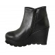 Stivaletto da donna con plateau e cerniera in pelle nera zeppa 9 - Misure disponibili: 31, 32, 33, 34, 42, 43