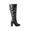 Damenstiefel mit Reissverschluss aus schwarzem Leder Absatz 9