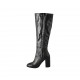 Woman's boot with zipper in black leather heel 9 - Available sizes:  33, 42, 43