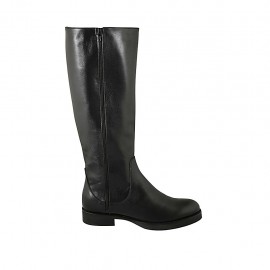 Botas para mujer con cremalleras en piel de color negro tacon 3 - Tallas disponibles:  42, 43, 44, 45, 46, 47