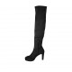 Bota sobre la rodilla para mujer con media cremallera y plataforma en tejido elastico y gamuza negra tacon 11 - Tallas disponibles:  42, 43, 44, 46, 47