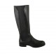 Damenstiefel mit Gummibändern aus schwarzem Leder Absatz 3 - Verfügbare Größen:  42, 43, 44, 45, 46, 47