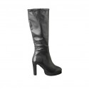 Damenstiefel mit Plateau und Reiβverschluss aus schwarzem Leder Absatz 10
