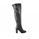 Bottes au-dessus de genou avec demi fermeture éclair pour femmes en cuir noir talon 11 - Pointures disponibles:  42, 43