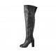 Bottes au-dessus de genou avec demi fermeture éclair pour femmes en cuir noir talon 11 - Pointures disponibles:  42, 43
