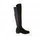 Woman's boot in black suede and elastic fabric heel 3