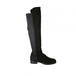 Stivale da donna in camoscio e tessuto elasticizzato nero tacco 3 - Misure disponibili: 43, 45, 46, 47