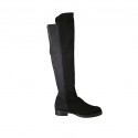 Bottes pour femmes en daim et tissu élastique noir talon 3