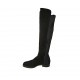 Woman's boot in black suede and elastic fabric heel 3
