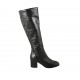 Damenstiefel mit Reißverschluss aus schwarzem Leder Absatz 6 - Verfügbare Größen:  34, 42, 43, 44, 45