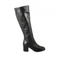 Damenstiefel mit Reißverschluss aus schwarzem Leder Absatz 6