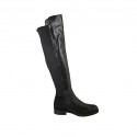 Damenstiefel aus schwarzem Leder und elastischem Stoff Absatz 3