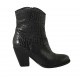 Woman's Texan ankle boot with zipper in black printed leather heel 8 - Available sizes:  32, 34, 43, 44