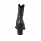 Woman's Texan ankle boot with zipper in black printed leather heel 8