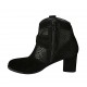 Woman's ankle boot with zipper and buckles in black and spotted suede heel 6 - Available sizes:  32, 33, 34, 42, 43, 44, 45, 46