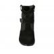 Woman's ankle boot with zipper and buckles in black and spotted suede heel 6 - Available sizes:  32, 33, 34, 42, 43, 44, 45, 46