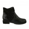 Woman's ankle boot in black elastic fabric and leather heel 3