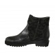 Bottines avec fermeture éclair pour femmes en tissu et cuir noir talon 3 - Pointures disponibles:  42, 43, 44, 45, 46