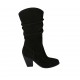 Stivale da donna in camoscio nero con cerniera tacco 8 - Misure disponibili: 42, 43, 44, 46