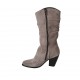 Woman's boot with zipper in dove grey suede heel 8