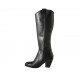 Stivale da donna con cerniera in pelle ricamata nera tacco 8 - Misure disponibili: 34, 43