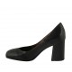 Zapato de salón para mujer en piel negra tacon cuadrado 7 - Tallas disponibles:  32, 33, 34, 42, 43, 44
