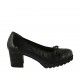 Woman's pump with bow in black leathera and printed leather heel 6 - Available sizes:  32, 33, 34, 42, 43, 44, 45
