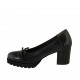 Escarpin pour femmes avec noeud en cuir et cuir imprimé noir talon 6 - Pointures disponibles:  32, 33, 34, 42, 43, 44, 45